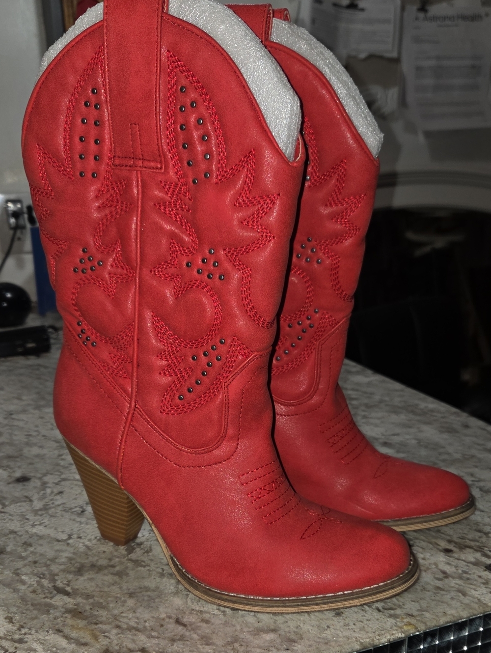 NEW Volatile Red Studded Western Heeled Boots